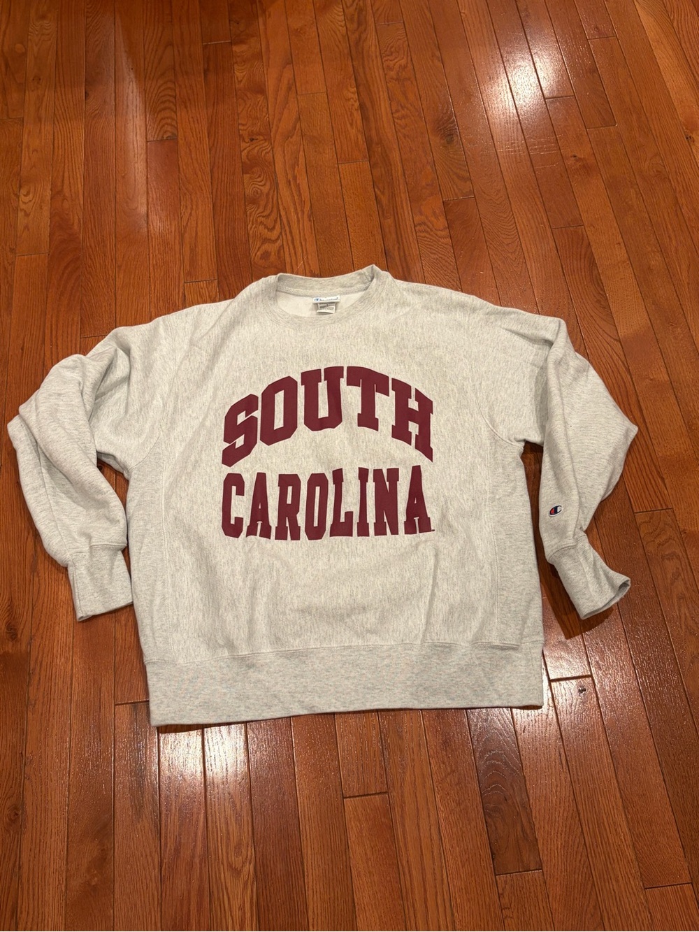 Champion Gray Crewneck Sweatshirt with Maroon "South Carolina" Print